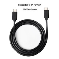 Kabel Pengisian Daya Cepat USB-C ke USB-C Berpelindung dengan Pengisian Cepat PD 60W dan Transfer Data, Bahan PVC
