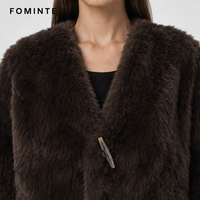 Manteau en fausse fourrure pour femme, couleur café foncé, chaud et épais, style streetwear de luxe, tendance, en stock, vente en gros