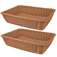 Panier à pain rectangulaire tissé en polypropylène aspect rotin 15,7x11,4 pouces, plateau de service alimentaire, panier à fruits, rangement pour cuisine, table, maison
