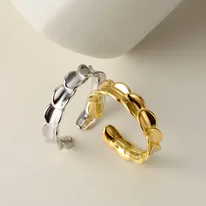 dainty luxury 925 sterling silver jewelry gold plated small disc metal ring round model