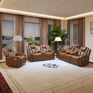 Hot Sell Factory Direct Modern Air Leather Electric Recliner <b>Sofa</b> Set Home Furniture With Bluetooth Speaker and Headrest - Product Image 6