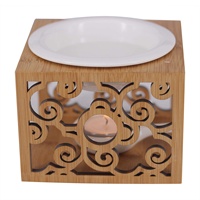 Brûleur à huile essentielle en céramique Diffuseur Brûleur à cire parfumée en bois