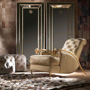 Canapé fauteuil relaxant individuel en cuir de serpent d'Italie, fabrication professionnelle, luxe léger, accoudoir en serpent doré, cadre en bois massif - Product Image 1