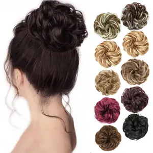 Benutzer definierte Farbe Hoch temperatur Seide Fluffy Hair Bun Anwendung Scope Header Donut Chignon