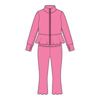 Nouveautés : Ensemble de survêtement pour enfants, veste zippée à manches longues, pantalon évasé à volants, vêtements de danse, yoga, athlétisme pour filles