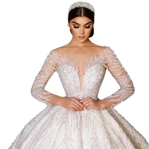 Abito da <span class=keywords><strong>sposa</strong></span> a maniche lunghe in stile francese, nuovo modello 2025, con strascico, per un look da <span class=keywords><strong>sposa</strong></span> da sogno e di classe - Product Image 5