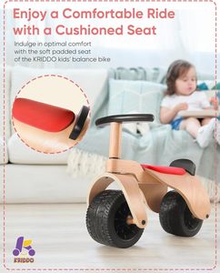 KRIDDO Vélo d'équilibre <span class=keywords><strong>en</strong></span> <span class=keywords><strong>bois</strong></span> pour bébé de 1 an, <span class=keywords><strong>roues</strong></span> larges pour une conduite stable et douce, cadeau de 12 mois à <span class=keywords><strong>3</strong></span> ans - Product Image 3