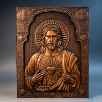 Icône du Sacré-Cœur de Jésus en bois sculpté à la main, plaque murale religieuse dorée, décoration catholique chrétienne pour la maison