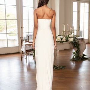 Vestido Largo Moderno Blanco para Mujer, Tela de Tul Natural Transpirable, Vestido de Gala Único, Caftán de Verano, Vestido de Graduación - Product Image 5