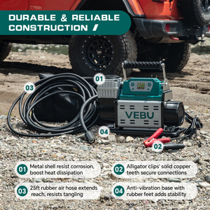 Vebu 150psi תצוגה דיגיטלית מדחס אוויר 12v מתנפחים צמיג עם כיבוי אוטומטי & פונקציית צג לחץ צמיג מראש - Product Image 5