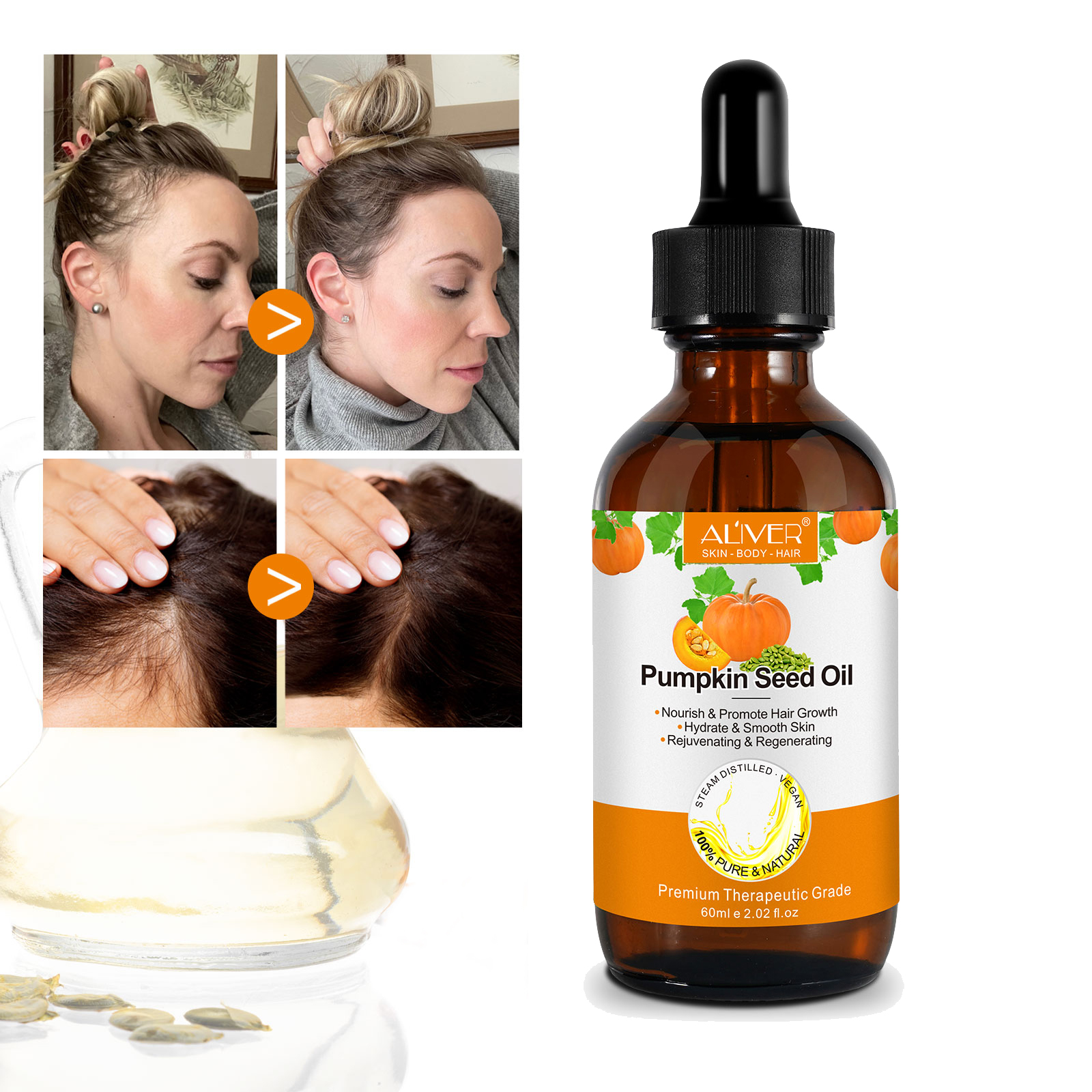 Wholesale Price Cold Pressed Essential Oil 100% Pure Natural Organic Pumpkin Seed Oil for Hair Growth