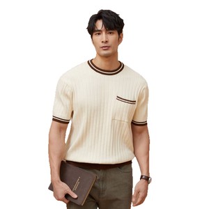 Nouveau <span class=keywords><strong>T</strong></span>-<span class=keywords><strong>shirt</strong></span> d'é<span class=keywords><strong>t</strong></span>é à manches courtes en maille pour <span class=keywords><strong>homme</strong></span>, <span class=keywords><strong>coupe</strong></span> <span class=keywords><strong>ajustée</strong></span> avec poche, style décontracté et respirant - Product Image 5