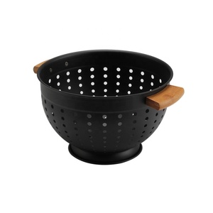 Panier de passoire de cuisine-Passoire en acier inoxydable avec manche en bois - Product Image 4