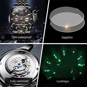 OUPINKE 3251 Men's Watches Flywheel <b>Automatic</b> Mechanical Original <b>Wristwatch</b> for Man Waterproof Luminous Perpetual Dual Calendar - Product Image 2
