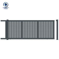 Puerta Corredera Moderna de Aluminio Prima, Panel de Rejilla Cuadrada Cortada con Láser, Rejilla Completa para Patio, Entrada Principal