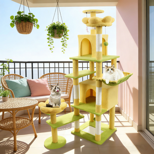 Kedi Oyun Alanı Çiçek Şeklinde Çok Katlı Kapalı Ev ABD Ücretsiz Kargo MDF Karton Sağlam Yapı Yavru Kediler Yetişkin Kediler - Product Image 1