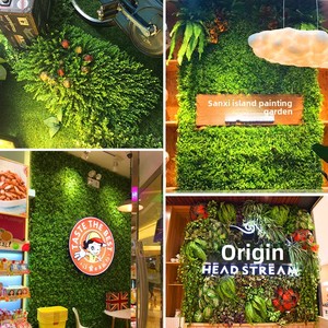 Simulation Plant <strong>Flowers</strong> Green <strong>Wall</strong> Plastic Indoor Outdoor Artificial Wedding <strong>Fake</strong> Lawn <strong>Wall</strong> Hanging Floral Art Decoration - Product Image 4