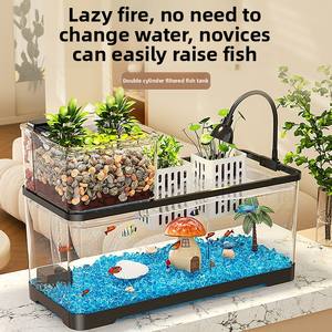 Aquário de Mesa para Sala de Estar com Ecossistema 2026 Novo Paisagismo para Casa com Luz Transparente e Filtro de Oxigênio Duplo - Product Image 1