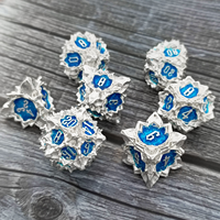 Jeu de dés en métal Fleur de Lotus - 7 pièces, dés polyédriques dorés vintage sculptés en 3D pour D&D, RPG, Dungeons and Dragons