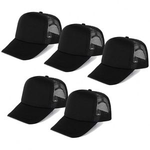 Casquette de camionneur en maille sans logo, en gros, à visière incurvée, logo personnalisé, OEM, mousse, 5 panneaux, en vrac, vierge - Product Image 2