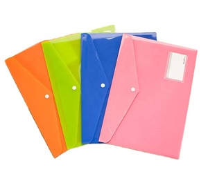 Office School Supplies PP File Bag Document Holder A4 Size Waterproof Plastic File Envelope Folder With Button