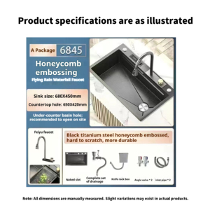 Chậu rửa chén bằng thép không gỉ 304 cao cấp YITE Flying Rain Waterfall, vòi kéo, chất lượng chuyên nghiệp - Product Image 2