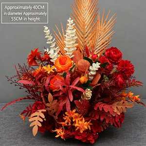 Wholesale Custom Orange Cream <b>Artificial</b> <b>Flower</b> Centerpiece Table Arrangement Wedding Party Event Tabletop Decor - Product Image 1