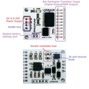 LD58A08 Placa Controladora MOS Multifunción de 8 Canales RS485 Modbus RTU con Salida DO/PWM, Luces de Señalización Multicapa, Relé LED, Válvula Solenoide A918 - Product Image 6