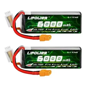 RC 자동차 및 비행기 22.2v 전동 공구 및 골프 카트 용 충전식 리튬 이온 용 고품질 6000mah RC Lipo 배터리