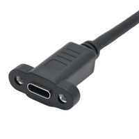 Kabel Ekstensi USB 3.1 Tipe-C Male Female Panel Mount dengan Pengunci Sekrup, Kontak Berlapis Emas, dan Pelindung Jalinan untuk Data dan Mikrofon