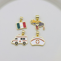 LUOYUNE Breloques carrées en laiton plaqué or 18 carats avec émail, drapeau du Venezuela, pendentifs personnalisés tendance pour la fabrication de bijoux