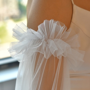 YouLaPan Cape simple et élégante en nylon à manches longues, style quatre saisons, pour les spectacles de mariage, les acteurs et les mariées MM03-I - Product Image 5