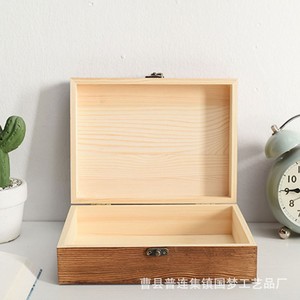 Caja de té de madera maciza, caja cuadrada con tapa abatible de estilo antiguo, universalmente utilizada para té blanco y té Pu'er, con cierre. - Product Image 3