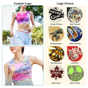 <b>Top</b> Quality Custom logo <b>Women</b> V-neck Short Woven CAMIS Solid Color Sports Sublimation <b>Mesh</b> - Product Image 2