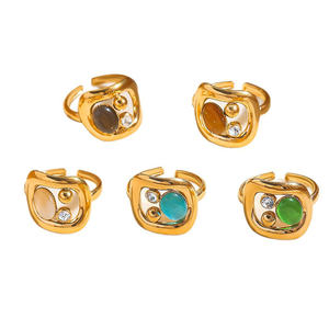 خاتم عصري من الفولاذ المقاوم للصدأ مع أحجار متعددة الألوان وحجر الراين للنساء، خاتم مقاوم للماء، إكسسوارات أصابع، مجوهرات عصرية - Product Image 3