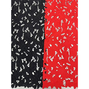 Nais Mới Nhất 100 Polyester Mềm Màu Đen Màu Đỏ Lá Mô Hình Nhung Ren Thêu Vải Cho Đảng Ăn Mặc Quần Áo - Product Image 3