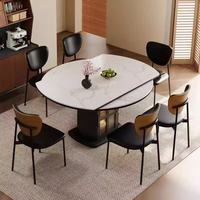 Ensemble de table à manger convertible moderne en bois extensible avec plateau en pierre frittée, mobilier écologique pour appartement et maison