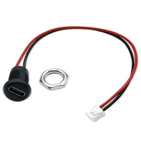 Étanche montage sur panneau USB C femelle à PH2.0 2P fils ouverts câble d'alimentation Port de chargeur personnalisé avec couvercle