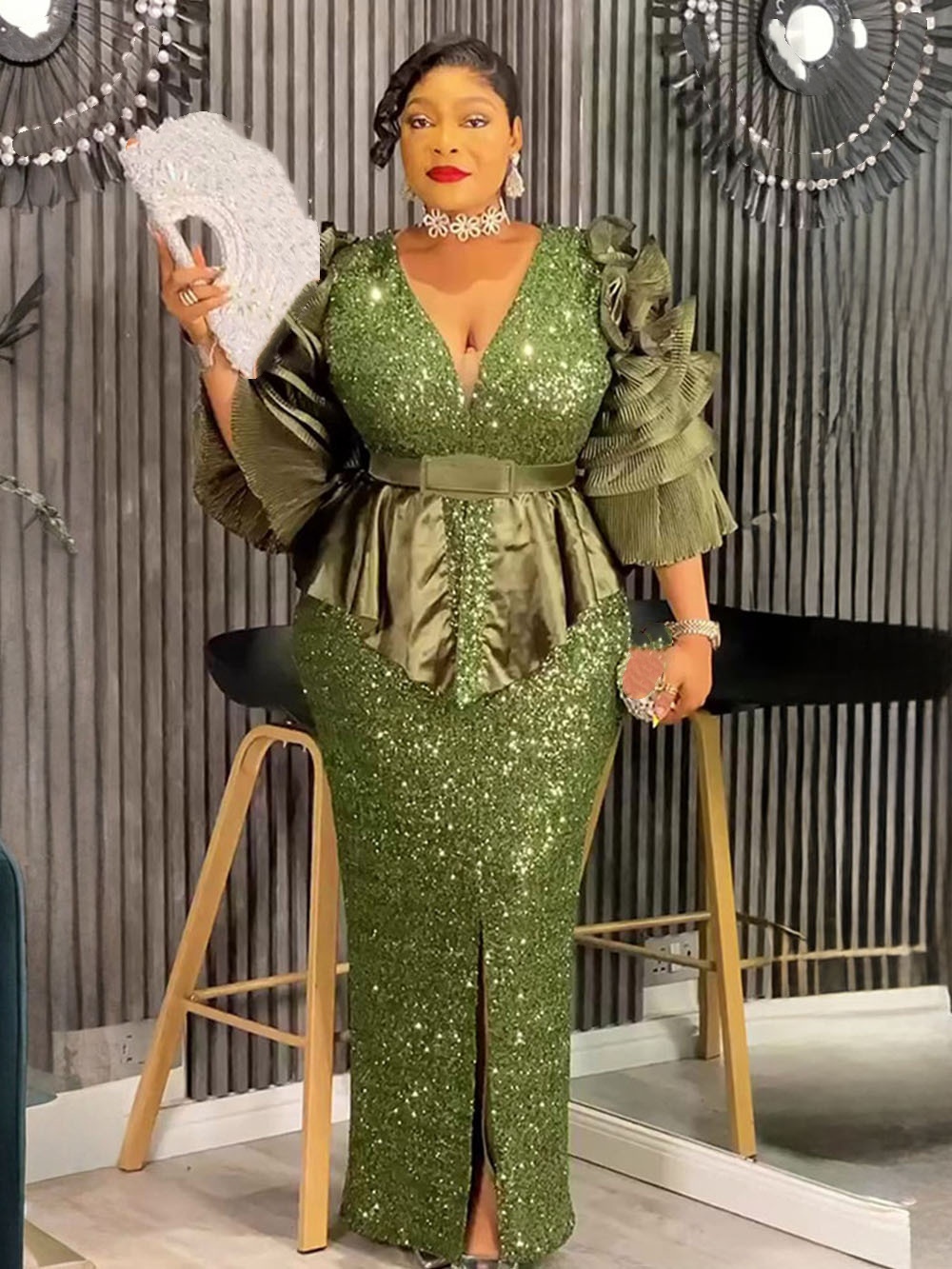Sexy Green Lace Peplum Dress - Perfect for Any Occasion