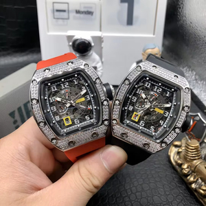 2026 Hot Selling Men's Tonneau Skeleton Automatic <b>Watch</b> Diamond <b>Set</b> Luxury Designer Mechanical Wristwatch OEM - Product Image 1
