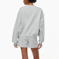 Ensemble décontracté personnalisé en molleton premium à carreaux, col rond, 2 pièces, pour femme, streetwear, survêtement, sweat-shirt à capuche et short