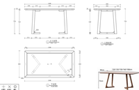 Luxuriöser Esstisch aus Massivem Roteichenholz in Gewerblicher Qualität, E0-Finish, 6-Sitzer, Japandi Minimalistisches Design, Wohnmöbel