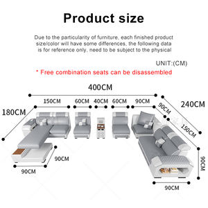 आधुनिक लक्जरी उच्च गुणवत्ता वाले यू आकार लिविंग रूम काउच ड्राइंग रूम सेक्शनल कॉर्नर फैब्रिक सोफा - Product Image 6
