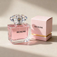 Flacons de parfum vides de luxe rectangulaires plats de haute qualité 30ml 50ml 100ml Flacon de parfum en verre transparent à sertir avec bouchon en cristal