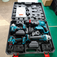 Kit d'outils sans fil 4-en-1 Longar HPN-02 avec batterie au lithium et mallette de transport pour la construction, le bricolage, les situations d'urgence et l'utilisation domestique