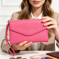 Dompet Paspor Multi-slot untuk Perjalanan dengan Organizer Kulit Vegan Tahan Air, Tipis, dan Model Amplop dengan Tali Pergelangan Tangan untuk Kartu dan Tiket