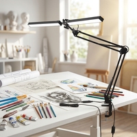 Lampe de bureau LED DC à double tête pliable minimaliste en aluminium noir moderne de haute qualité avec télécommande et température de couleur réglable
