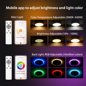 Hiện Đại Thông Minh Nhà Alexa WIFI APP Điều Khiển Bằng Giọng Nói Tuôn Ra Gắn Kết Đa Màu Dimmable <span class=keywords><strong>Led</strong></span> Đèn Trần - Product Image 3