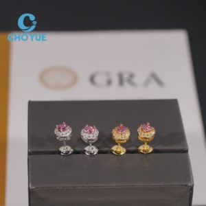 Round Shape <b>Earrings</b> Moissanite 925 Silver 4mm Moissanite Stud <b>Earrings</b> Screw <b>Back</b> Pass Diamond Tester - Product Image 3
