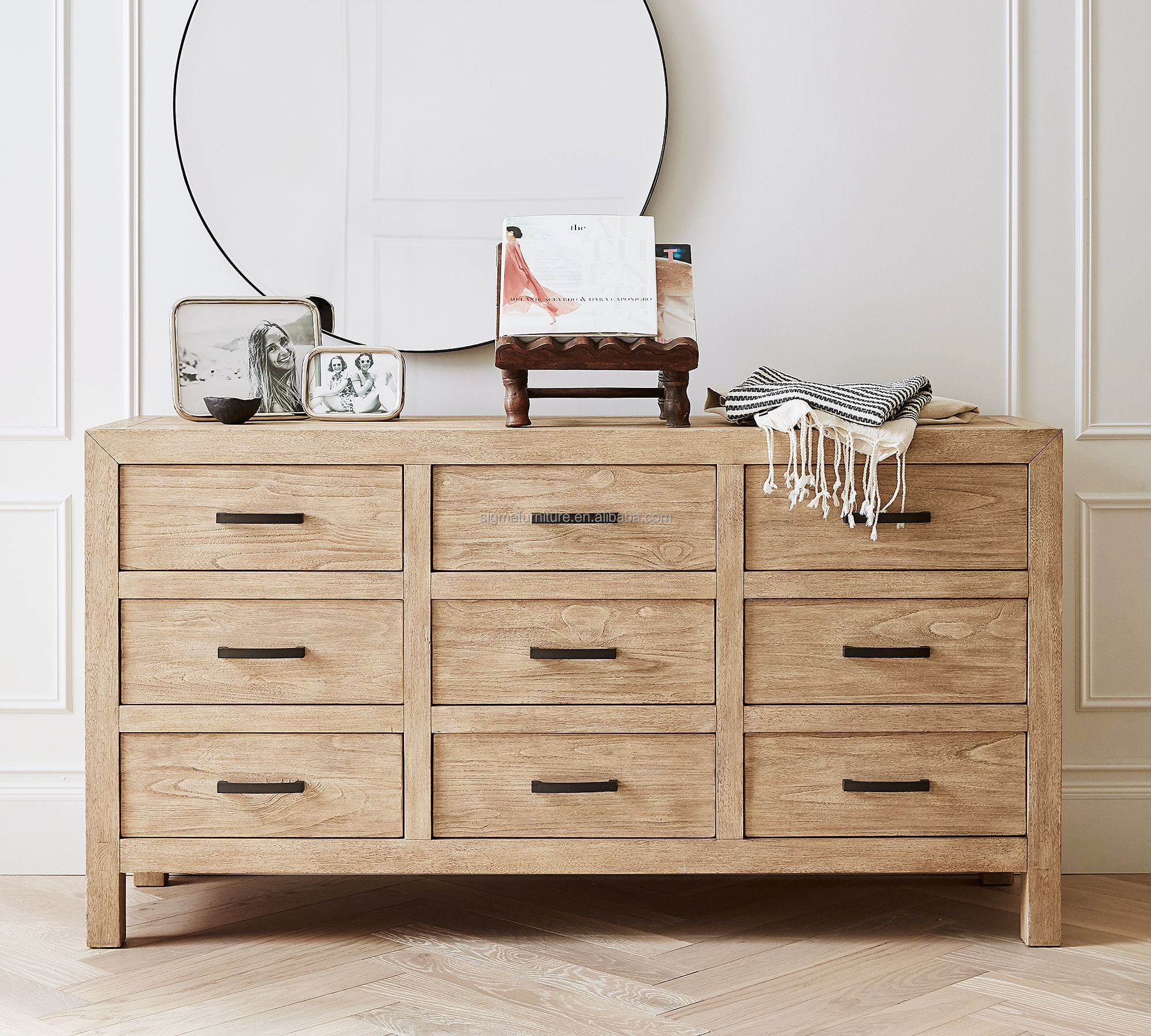 Luxury living room modern storage box closet wooden dresser 9-drawers cupboard for bedroom